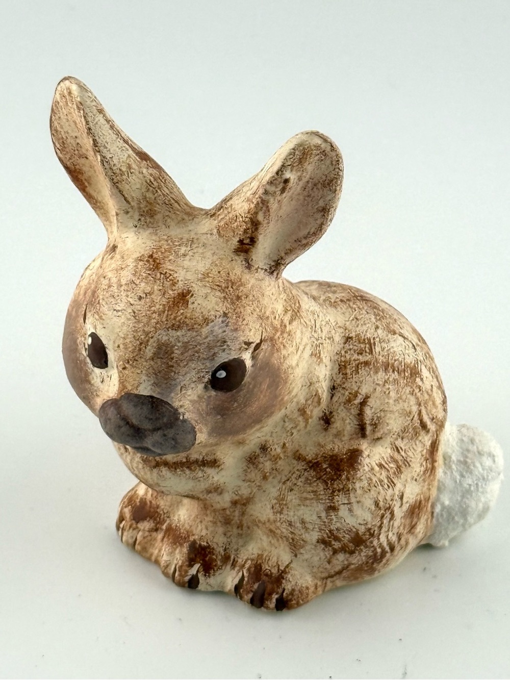 Vintage Ceramic Bunny Rabbit Figurine - Speckled Brown Rustic Decor